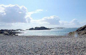 The pebble beach at St Columba