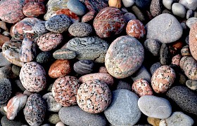 Beautiful patterned pebbles at St Columba