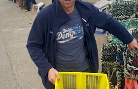 Neil Jardine of Iona Lobster on the pier at Fionnphort